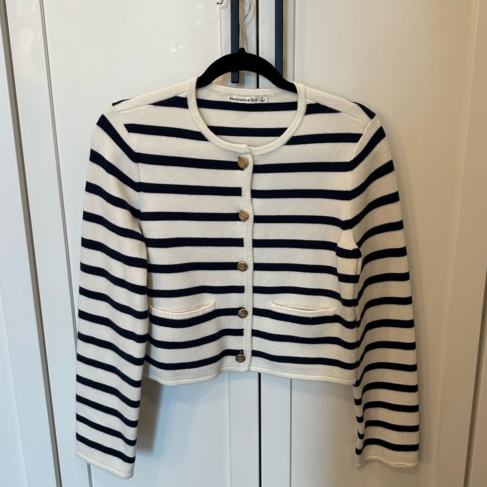 Striped Navy and White Abercrombie Cardigan